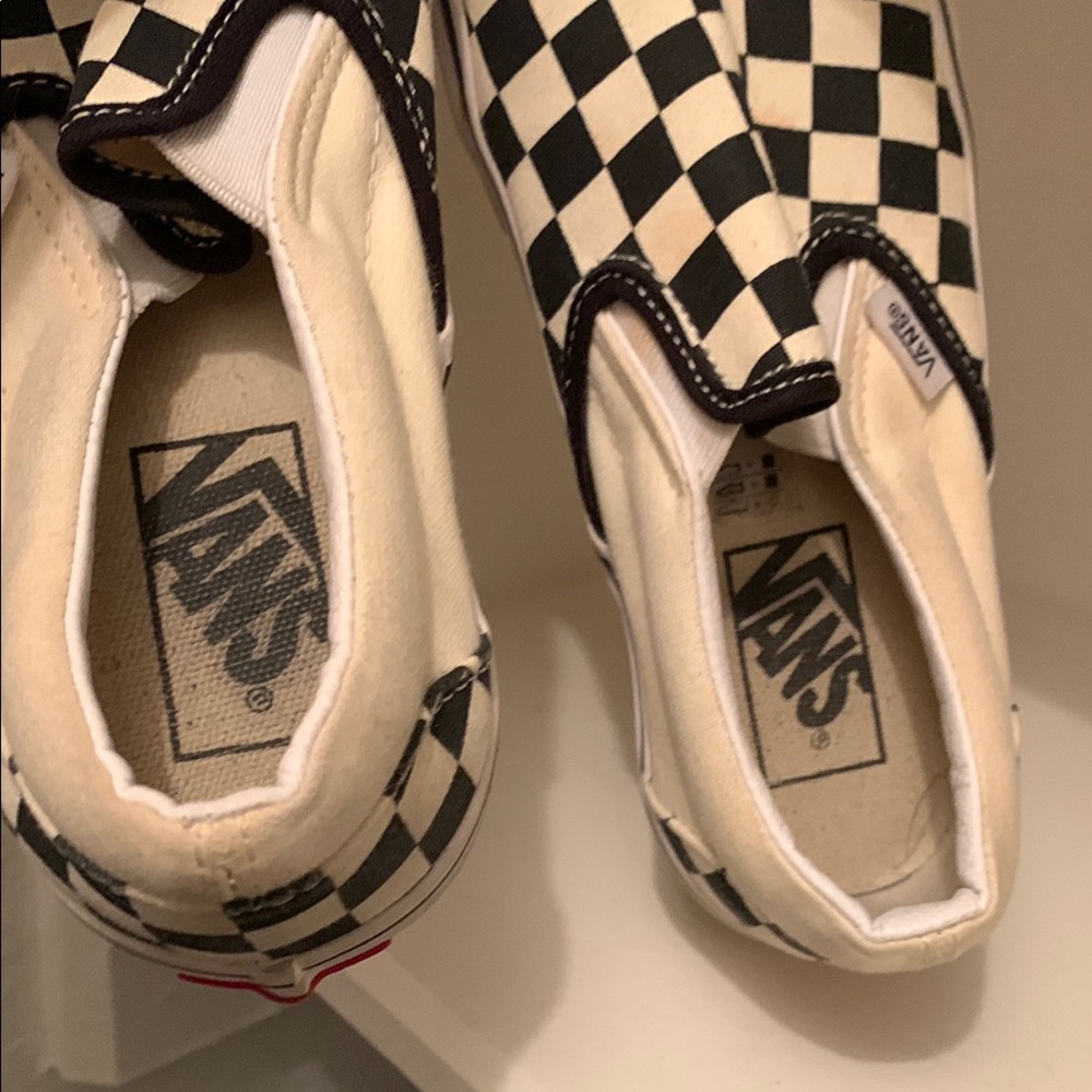 Vans Black and White Checkerboard Slip-On Sneakers - Picture 7 of 8
